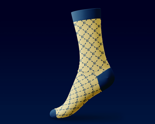 Horizon Socks (Yellow with Blue pattern)