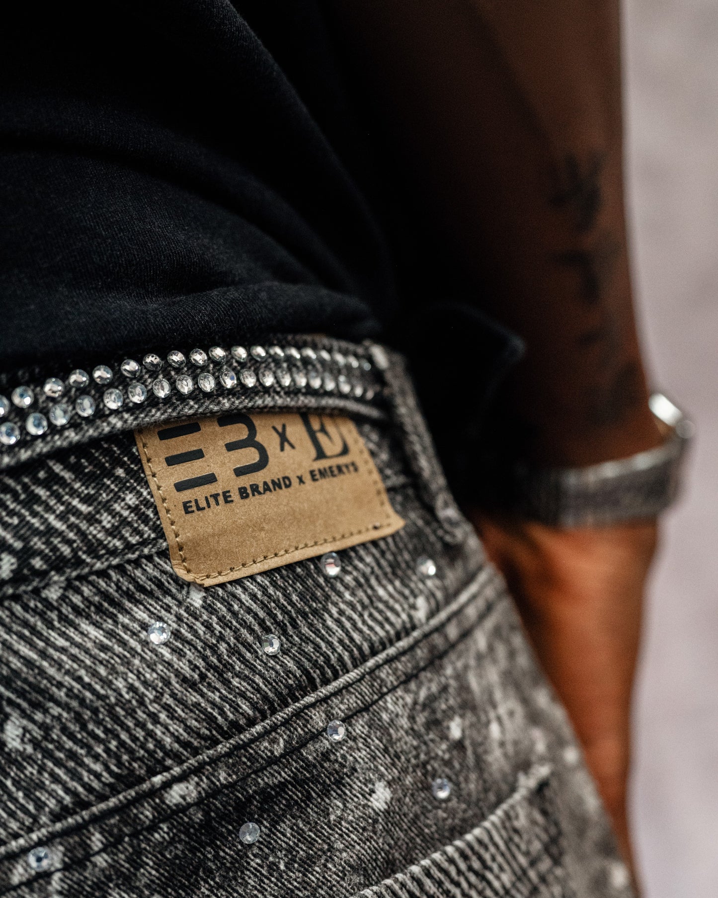 Rhinestone Denim Unity Shorts