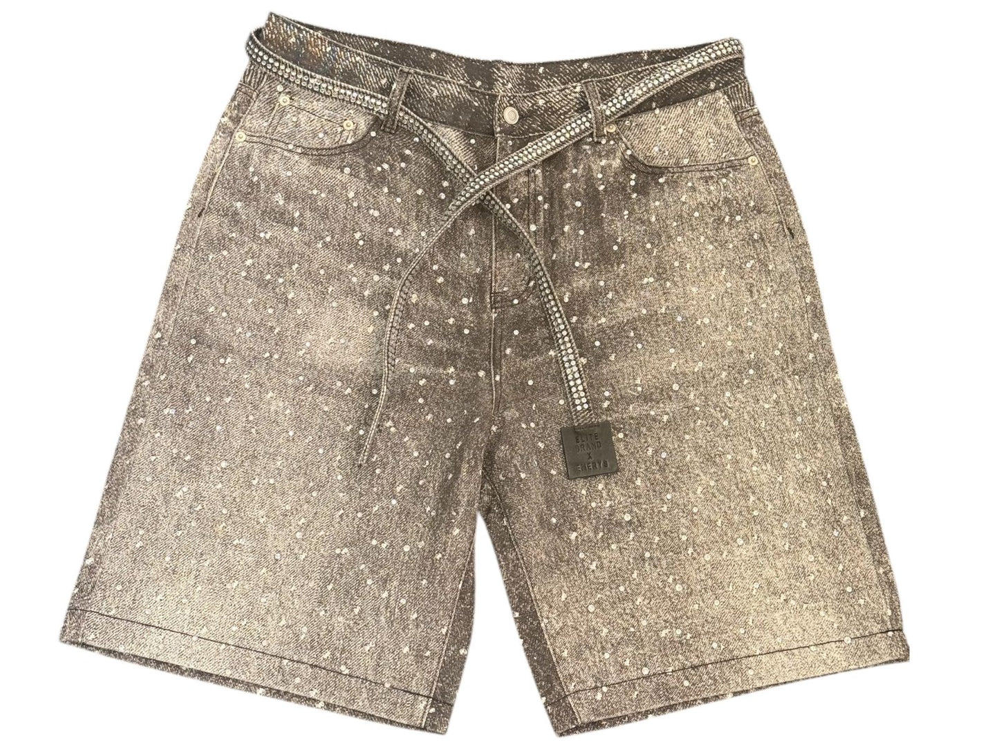 Rhinestone Denim Unity Shorts (Black)